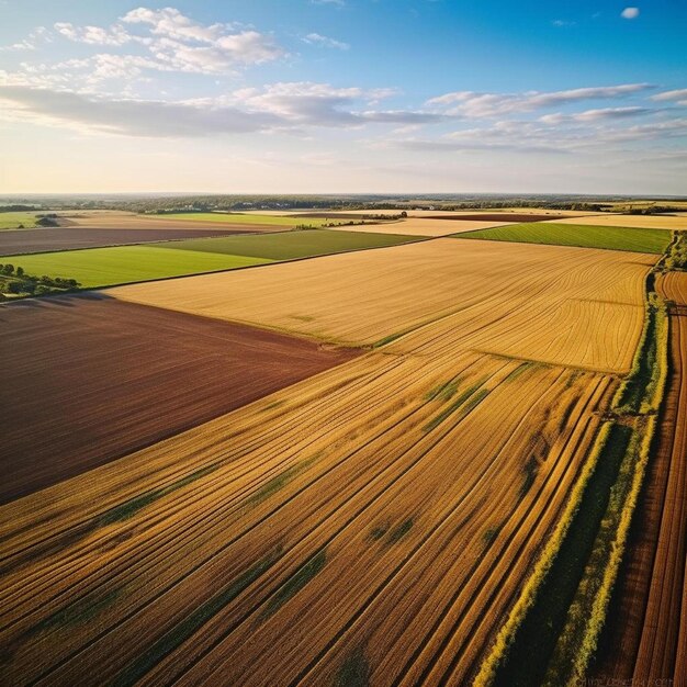 an aerial view of a plowed field