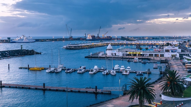 Aerial view of Ponta Delgada Marina Sao Miguel Island Azores