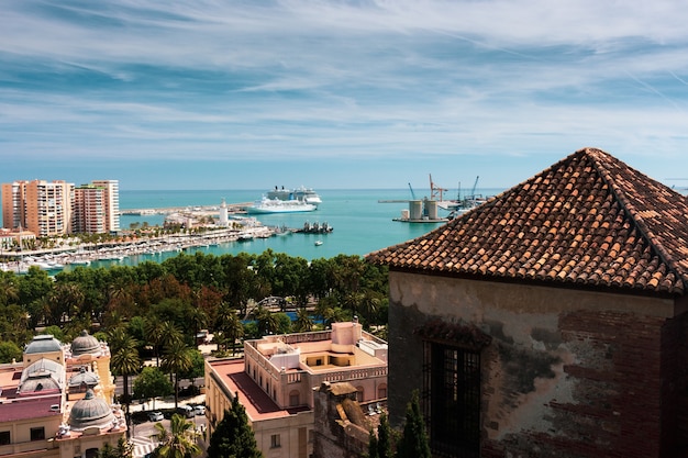 Aerial view of the port of Malaga