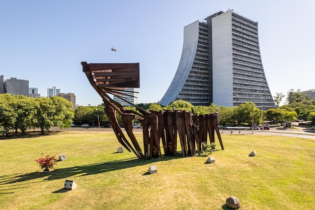 Photo aerial view of porto alegre rs brazil azoreans monument administrative building fernando ferrari