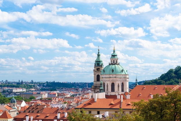 The aerial view of Prague City