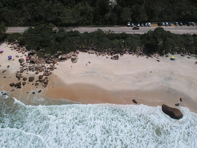 Aerial view of Prainha Beach, Rio de Janeiro, Brazil. Drone Photo.