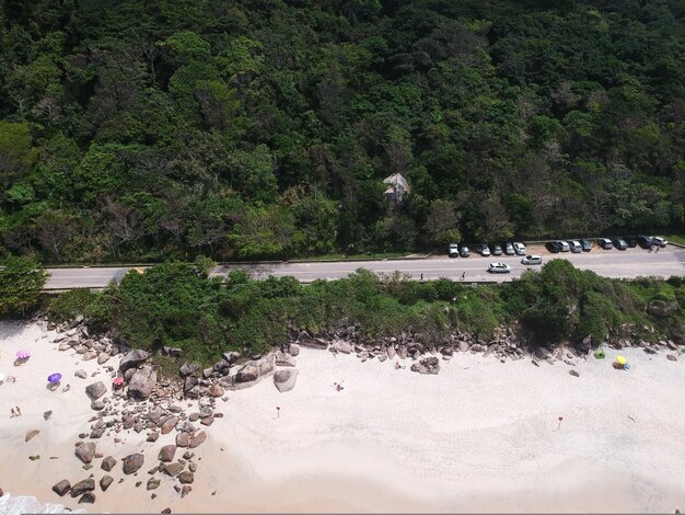 Aerial view of Prainha Beach, Rio de Janeiro, Brazil. Drone Photo.