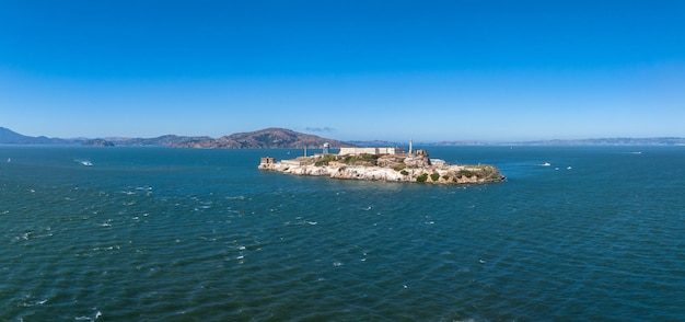 Aerial view of the prison island of alcatraz in san francisco bay