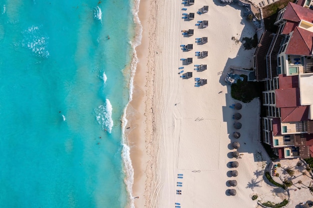 Aerial view of punta norte beach cancun mexico