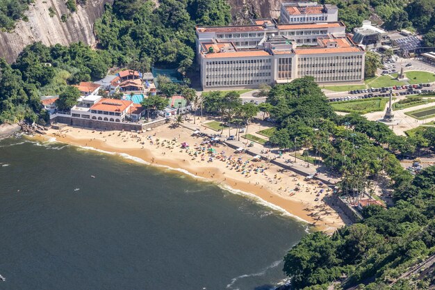 Aerial view of Rio de Janeiro Federal University (Praia Vermelha campus)  nearby the Yacht Club in Urca district under summer afternoon sunny day  Stock Photo - Alamy