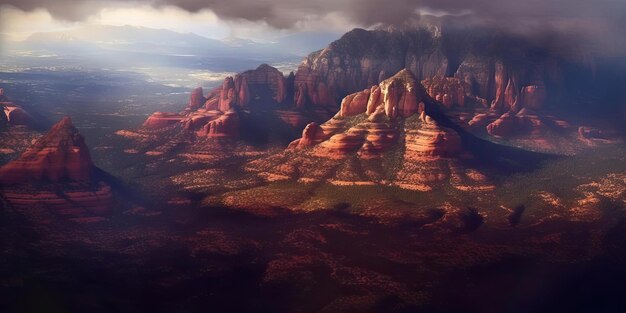 aerial view of the red rocks in sedona arizona