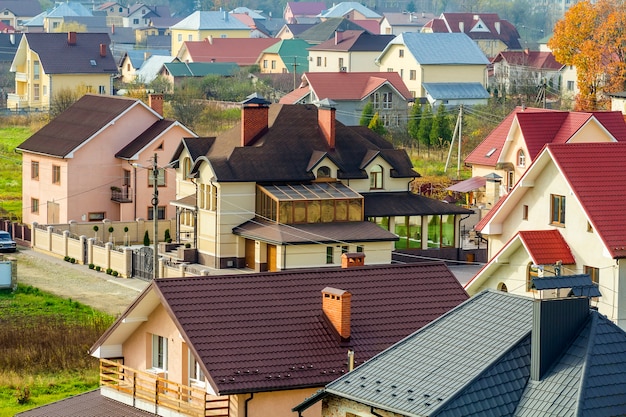 Aerial view of residential area with modern houses