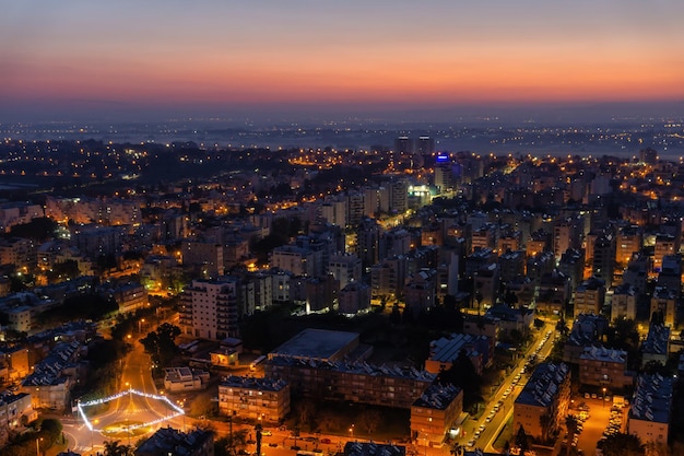 Aerial view of a residential neighborhood in a city Netanya Israel