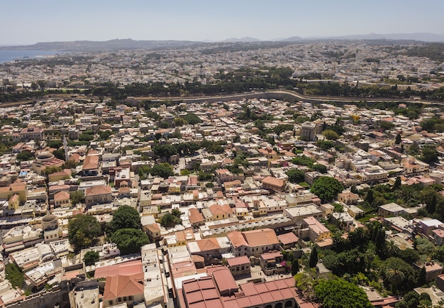 Aerial view of Rhodes cirty. Old and new town