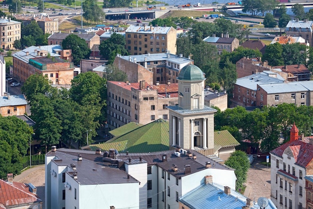 Aerial view of the riga heart of jesus evangelic lutheran church