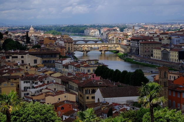 aerial view of river amidst buildings in town