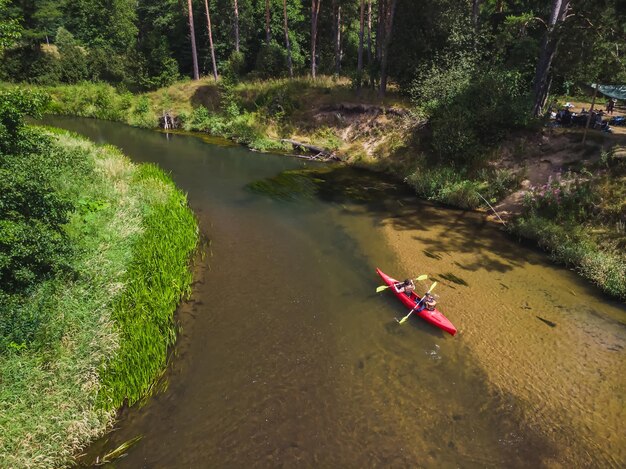 Photo aerial view of river isloch famous place for kayaking in belarus