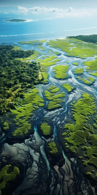 Aerial View Of River And Woods Artistic Congo Style Photography