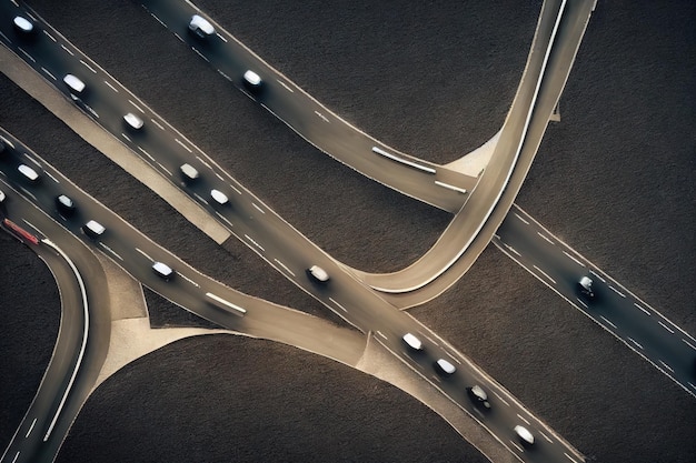 Aerial view of road highway interchange background