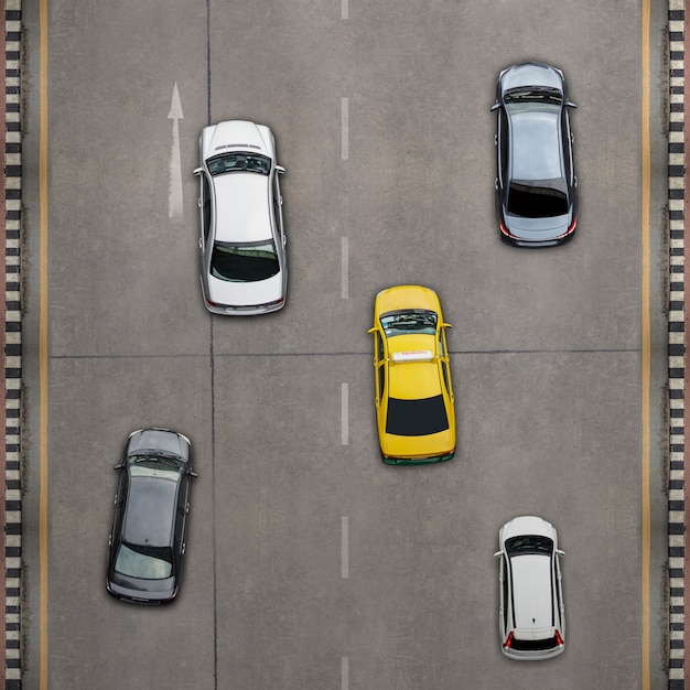 Aerial view over the road and highway