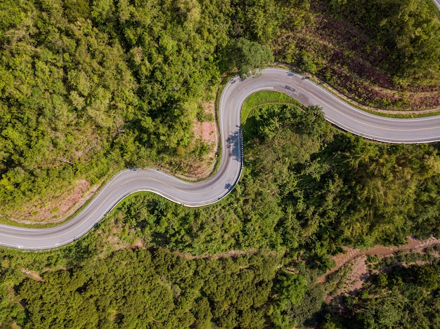 aerial view road in mountain