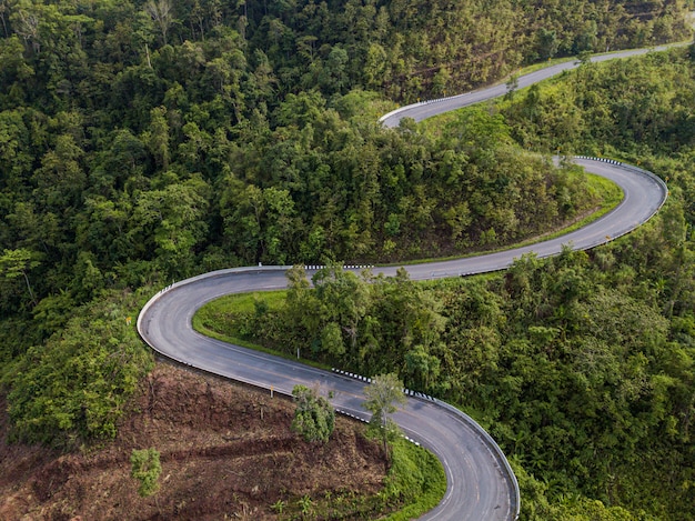 aerial view road in mountain