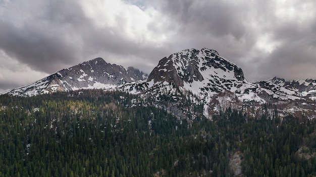 Aerial view of rocky moutains in Durmitor national park in Montenegro