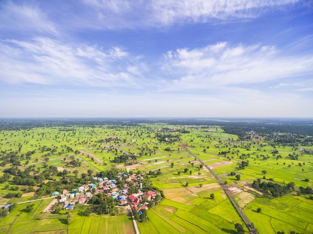 Aerial view of rural villages