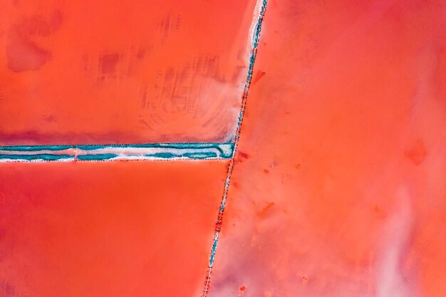 Aerial view of the salty pink lake Pink Salt Lake Torrevieja