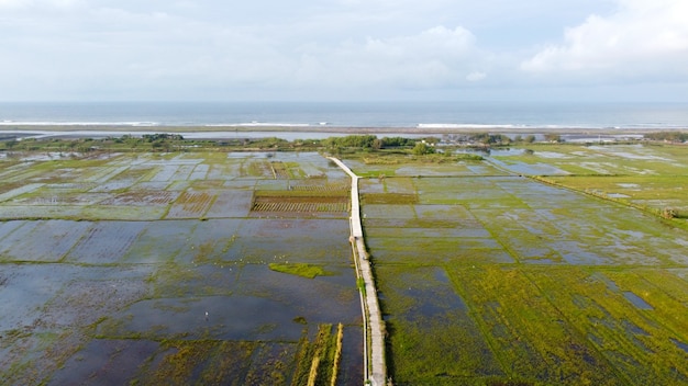 Aerial view of the Samas beach lagoon. Yogyakarta Indonesia