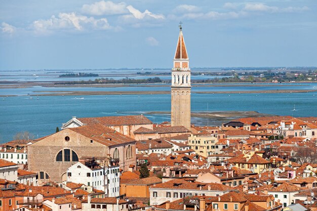 Aerial view of San Francesco della Vigna in Venice