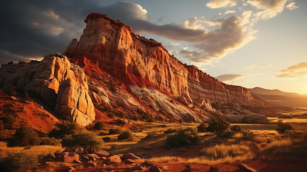 ユタ砂漠の砂岩ビュートの空撮