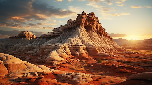 Aerial View of Sandstone Butte in Utah Desert