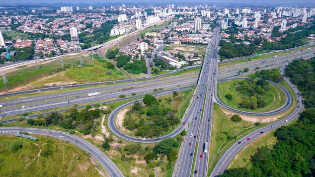 Aerial view of Sao Jose dos Campos Sao Paulo Brazil View of the road interconnection