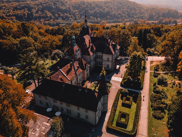 Photo aerial view of schonbrunn palace from above