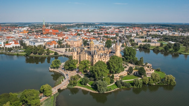 Aerial view of Schwerin Castle In Germany