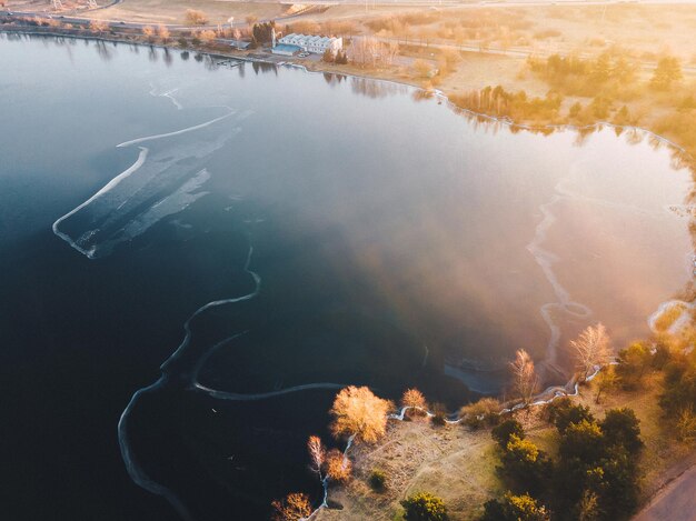 Photo aerial view of sea against sky