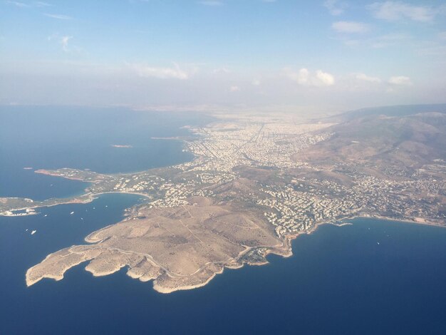 Aerial view of sea against sky