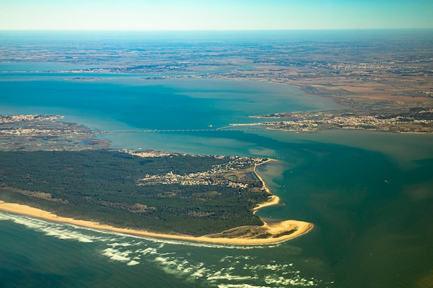 Aerial view of sea against sky