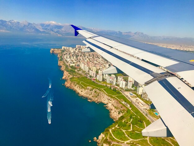 Aerial view of sea against sky