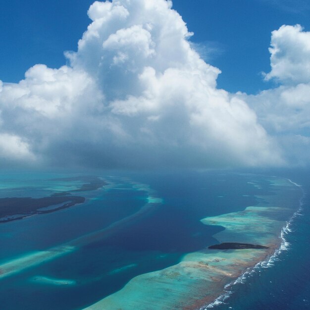 Aerial view of sea against sky