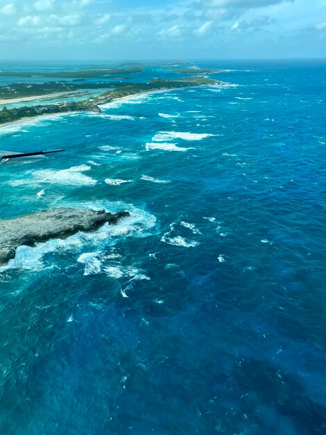 Aerial view of sea against sky