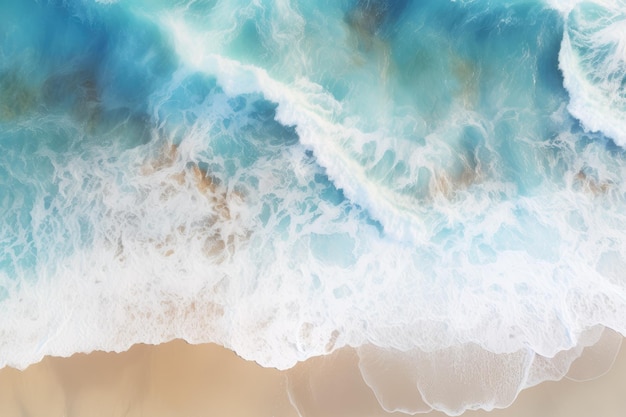 Aerial view of sea beach wave sea with blue water waves AI generated