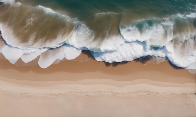 Aerial view of sea waves on beach