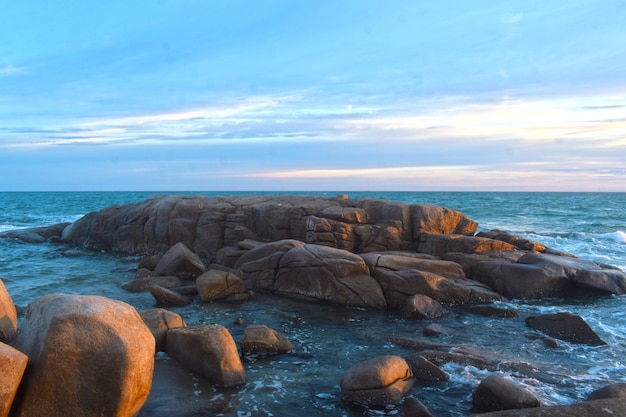 Aerial view of sea waves and fantastic Rocky coast