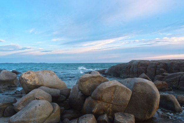 Aerial view of sea waves and fantastic Rocky coast