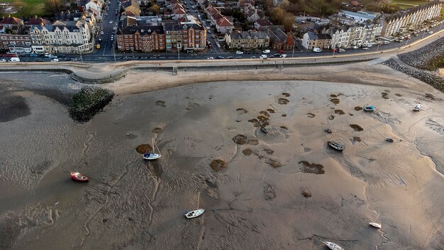 An aerial view of the seafront at morecambe in lancashire uk