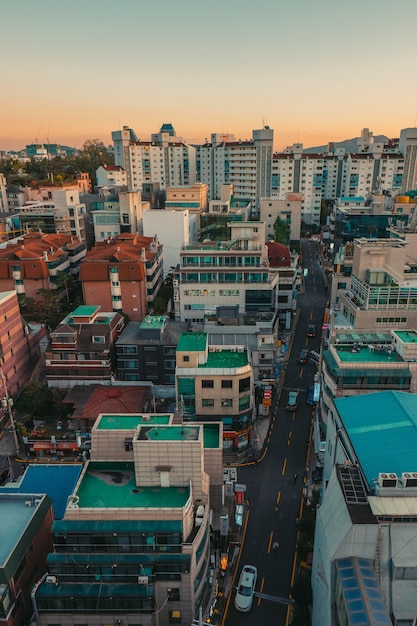 Photo aerial view of seoul in sunset buildings of south korea