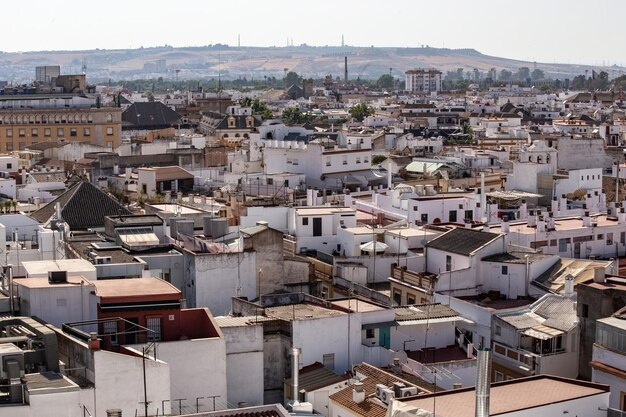 Photo aerial view of sevilla from las setas de sevilla sevilla mushrooms center on sunny day andalusia spain