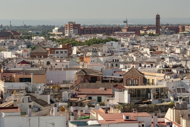 Photo aerial view of sevilla from las setas de sevilla sevilla mushrooms center on sunny day andalusia spain