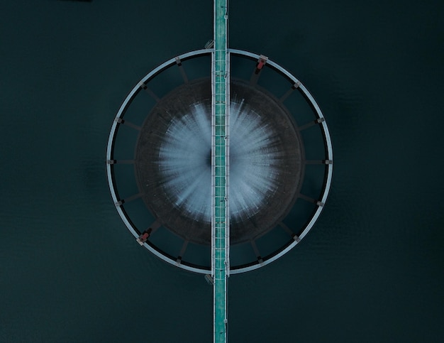 Photo aerial view of sewage treatment plant