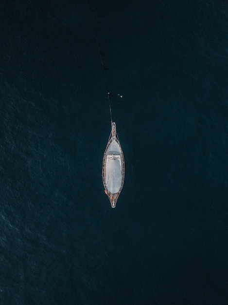 aerial view of ship sailing in sea