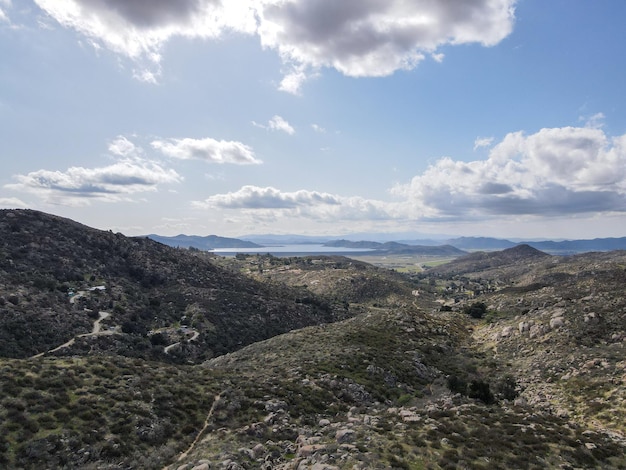 Aerial view of Simpson park wilderness valley in Santa Rosa Hills Hemet California USA