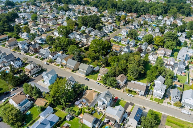 Aerial view of single family homes, a residential district East Brunswick New Jersey